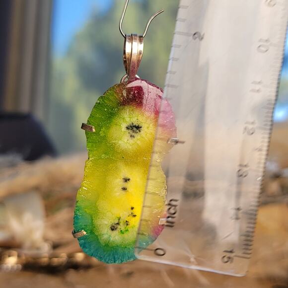 Vibrant Rainbow Solar Quartz Pendant – Nature’s Beauty in Sterling Silver - Picture 5 of 10